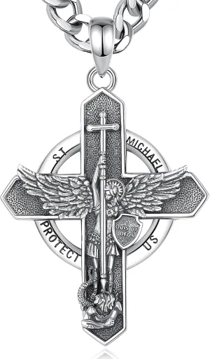 CELESTIA 925 Sterling Silver St. Michael/St. Christopher/St. Benedict/St. Gabriel/Virgin Mary/Jesus/Caravaca/Metatron/Seal of Seven Archangel Medals for Men Women Religious Gifts