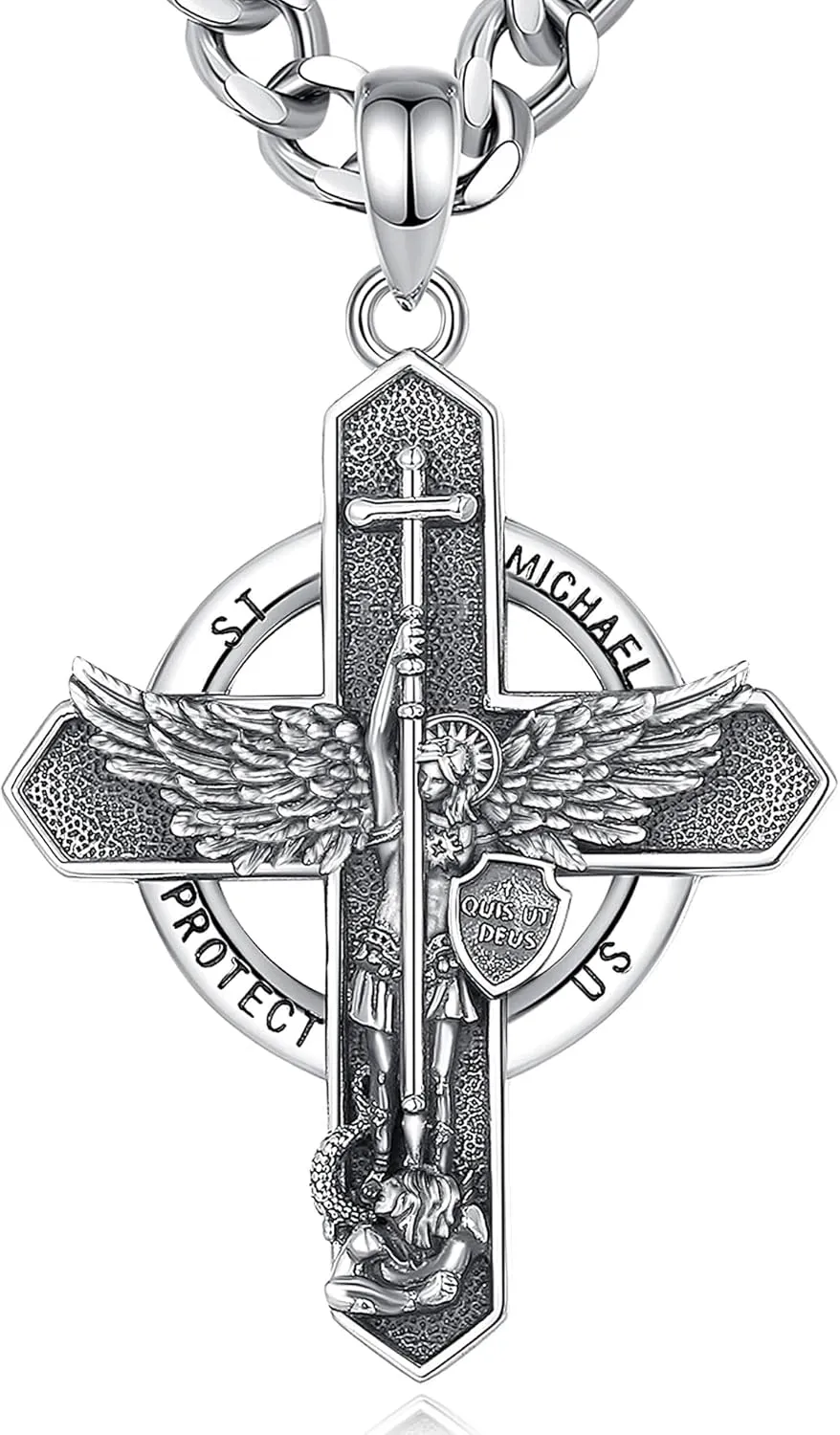 CELESTIA 925 Sterling Silver St. Michael/St. Christopher/St. Benedict/St. Gabriel/Virgin Mary/Jesus/Caravaca/Metatron/Seal of Seven Archangel Medals for Men Women Religious Gifts