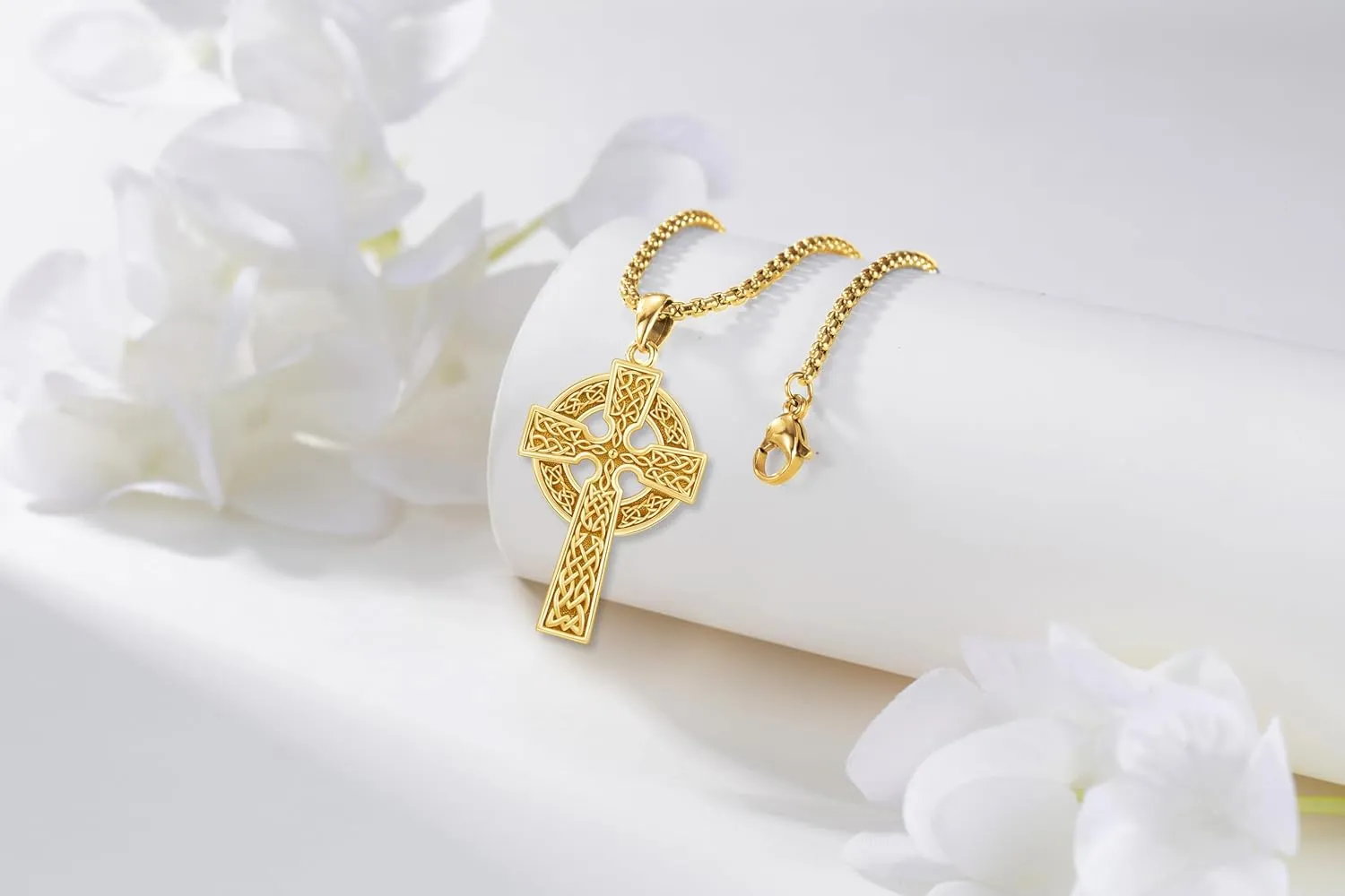 Celtic Cross Necklace for Men Women 925 Sterling Silver Celtic Cross Pendant Evil Eye Necklace Irish Trinity Knot Crucifix Jewelry