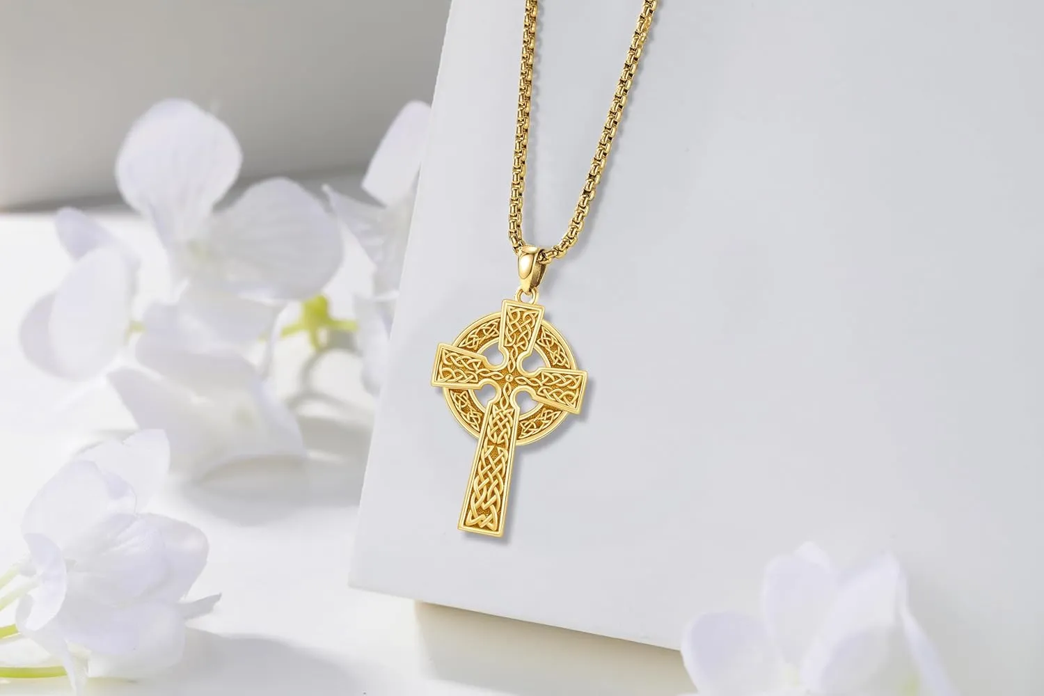 Celtic Cross Necklace for Men Women 925 Sterling Silver Celtic Cross Pendant Evil Eye Necklace Irish Trinity Knot Crucifix Jewelry