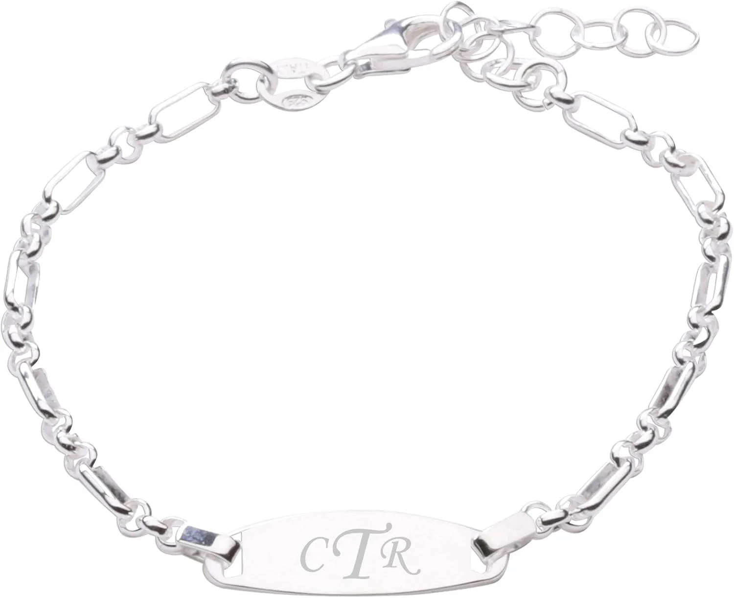 Cherished Moments Girls Sterling Silver Oval Children's CTR "Choose The Right" Bracelet for LDS Baptism Gift, Religious Jewelry for Kids (6-12 Years)