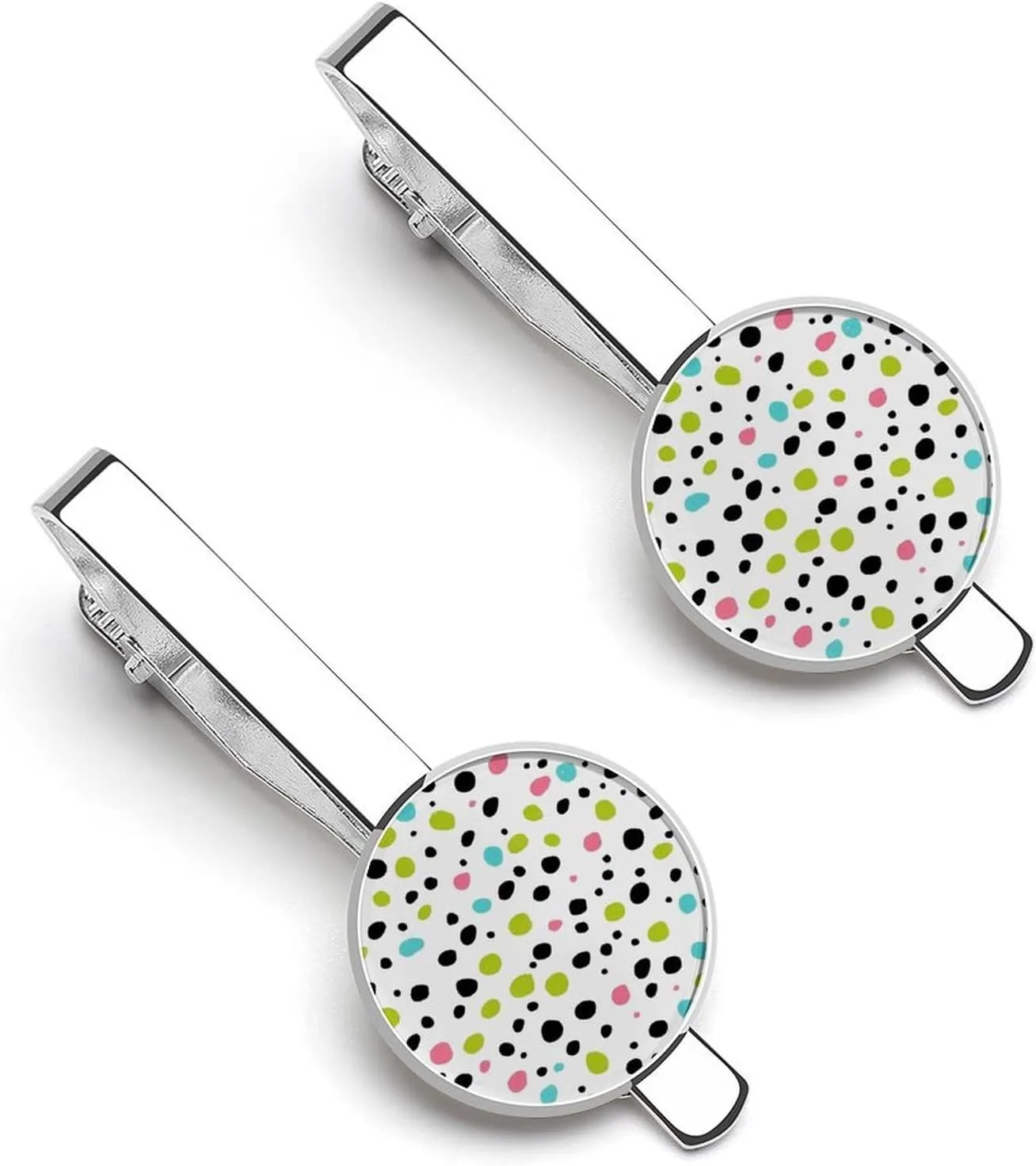 Colorful Animal Dots Pattern 1 Pair Tie Clips Necktie Bar Pinch Clip for Wedding Business