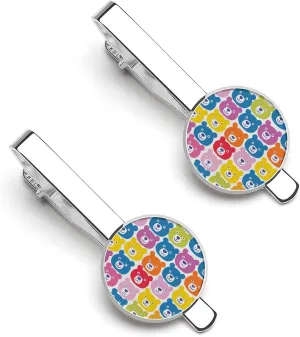 Colorful Bears Pattern Tie Clip Tack Pins Cufflinks Necktie Bar Pinch Business Wedding Clothing Accessories for Men Women