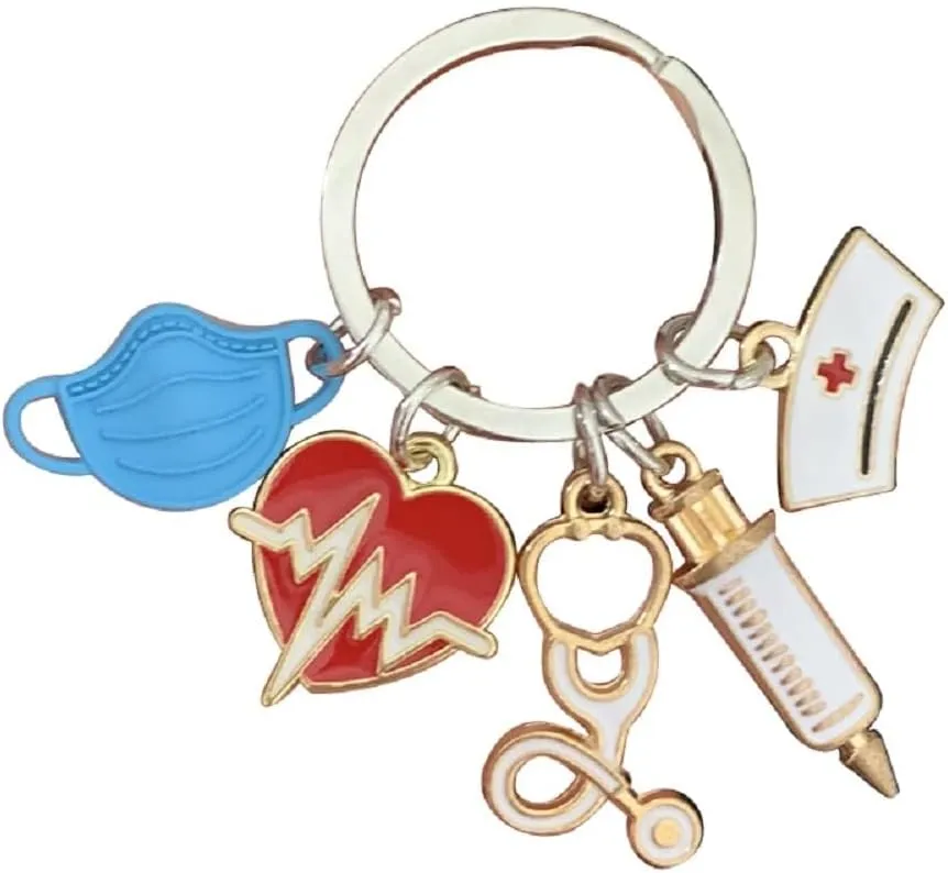 COLORFUL BLING Nurse Gifts Nurse Keychain Syringe Stethoscope Keyring Doctor Graduation Gifts Nurses Week Appreciation Gifts