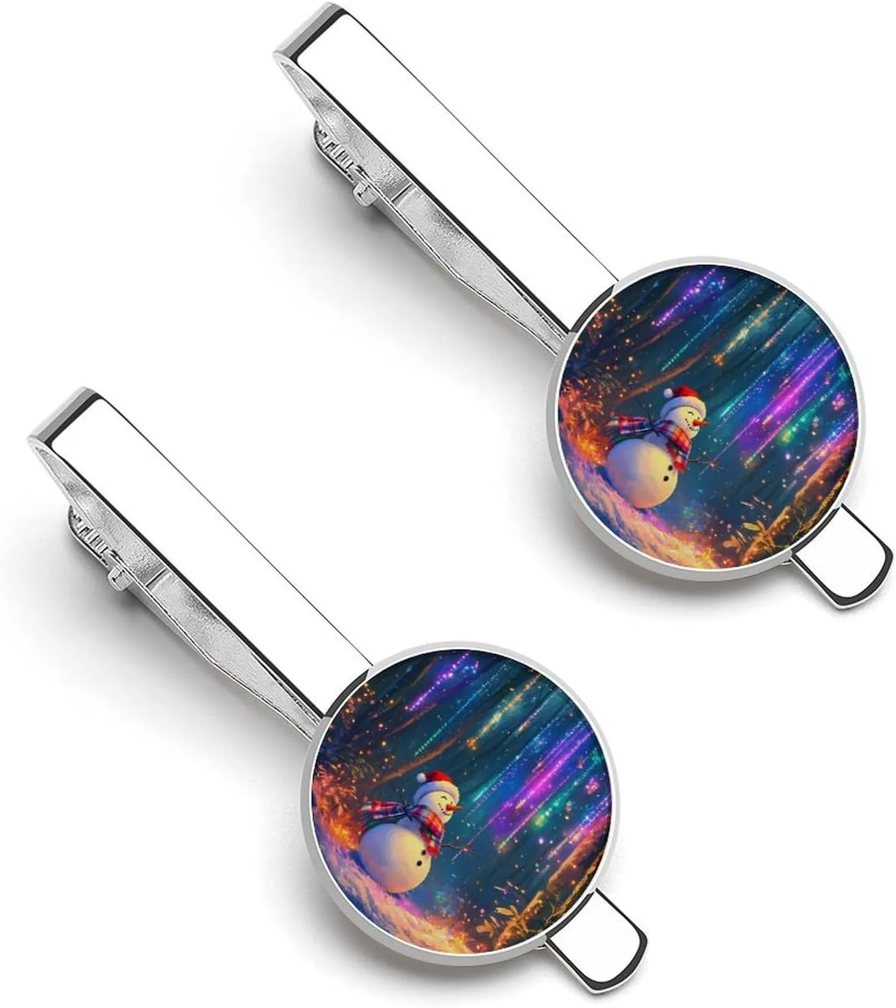 Colorful Christmas Lights Tie Clip Classic Necktie Bar Pinch Clothing Accessories for Wedding Party Business