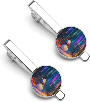 Colorful Christmas Lights Tie Clip Classic Necktie Bar Pinch Clothing Accessories for Wedding Party Business