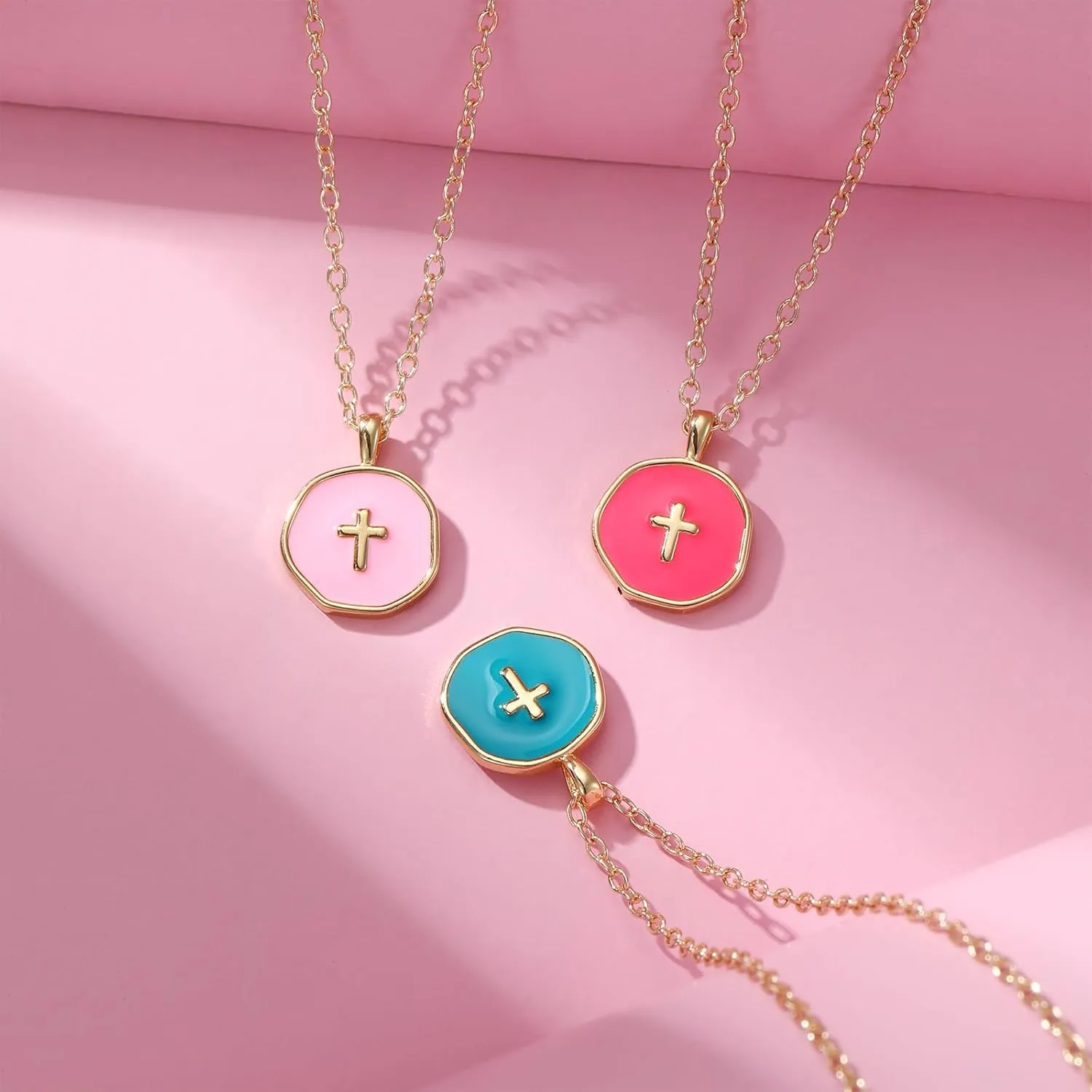 Colorful Cross Necklace for Women Girls, Valentines Day | Birthday | First Communion | Christmas Gift | Easter Gifts