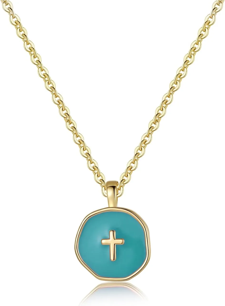 Colorful Cross Necklace for Women Girls, Valentines Day | Birthday | First Communion | Christmas Gift | Easter Gifts