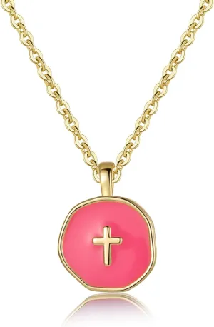 Colorful Cross Necklace for Women Girls, Valentines Day | Birthday | First Communion | Christmas Gift | Easter Gifts