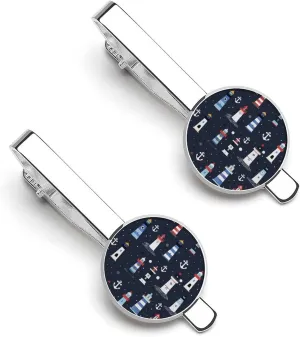 Colorful Lighthous Tie Clip Tack Pins Cufflinks Necktie Bar Pinch Business Wedding Clothing Accessories for Men Women