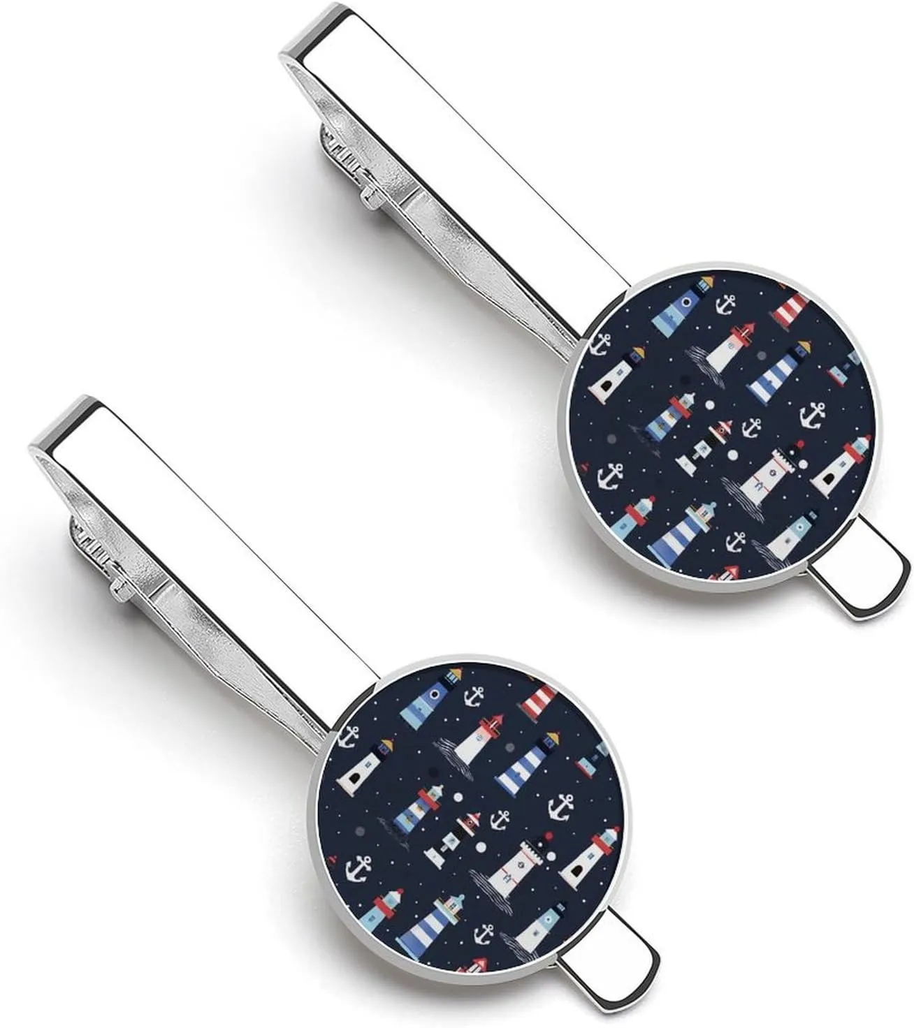 Colorful Lighthous Tie Clip Tack Pins Cufflinks Necktie Bar Pinch Business Wedding Clothing Accessories for Men Women
