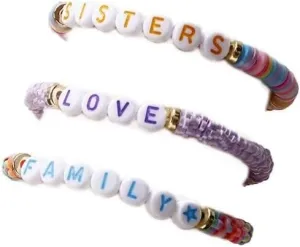 Colorful Polymer Clay Letter Bracelet Irregular Sister Friendship Multi Layer Bracelet for Women Jewelry