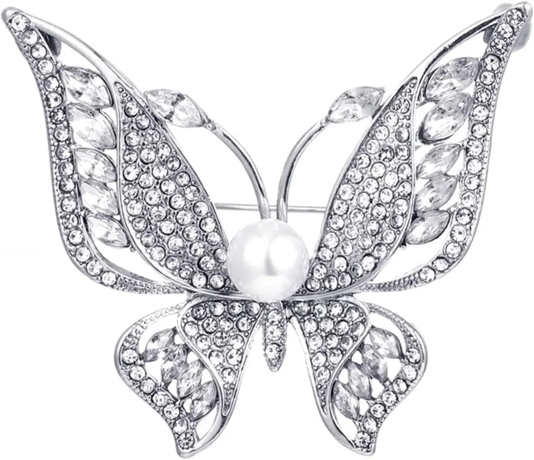 Colorful Rhinestone Butterfly Brooch Crystal Wedding Bridal Bouquet Brooch Pin Accessory Enamel Pin Gift for Her