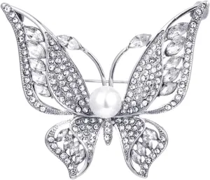 Colorful Rhinestone Butterfly Brooch Crystal Wedding Bridal Bouquet Brooch Pin Accessory Enamel Pin Gift for Her