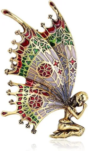 Colorful Rhinestone Butterfly Brooch Pin, Enamel Insect Suit Pin Crystal Angel Lapel Pin Jewelry for Women Girls