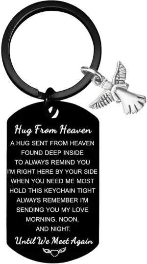 Coolvy Hug From Heaven Keychain Sympathy Gifts for Loss of Mom Dad Loved One Until We Meet Again Memorial Remembrance Gifts