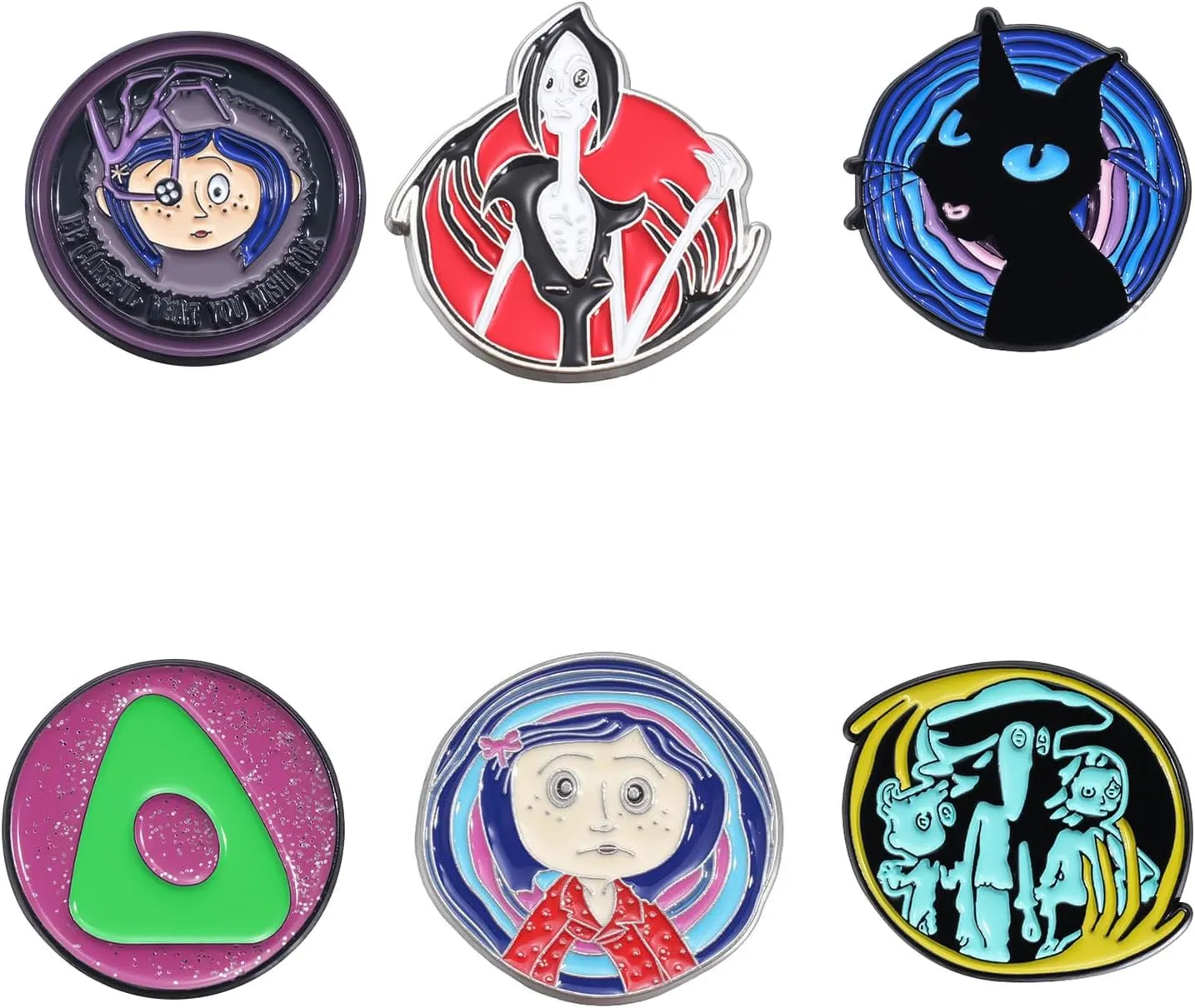 Coraline Brooch Horror Movie Inspired Enamel Pins Set for Jacket Backpack Hat Pant Accessories Halloween
