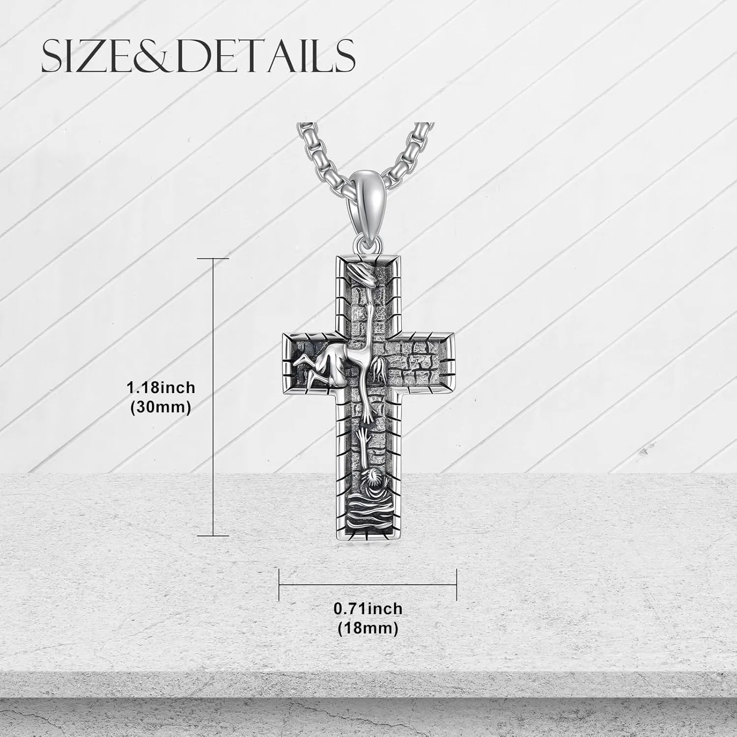 Cross Necklace for Men Women 925 Sterling Silver Cross Pendant Necklace Christian Religious Jewelry Gifts for Anniversary