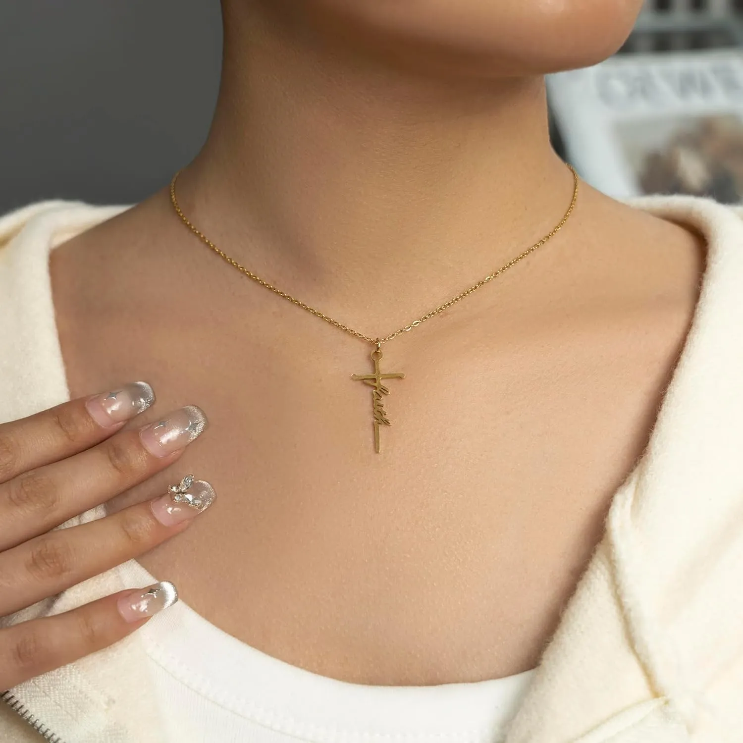 Cross Necklace Gift for Her, Religious Pendant for women, for birthday or Any Special Occasion from, Faith Necklace with Message Card
