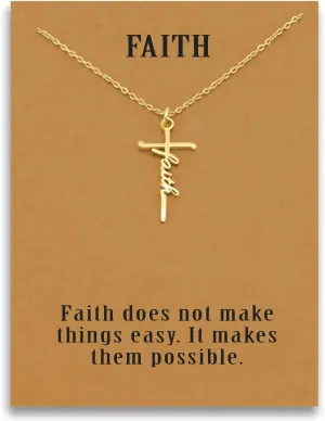 Cross Necklace Gift for Her, Religious Pendant for women, for birthday or Any Special Occasion from, Faith Necklace with Message Card