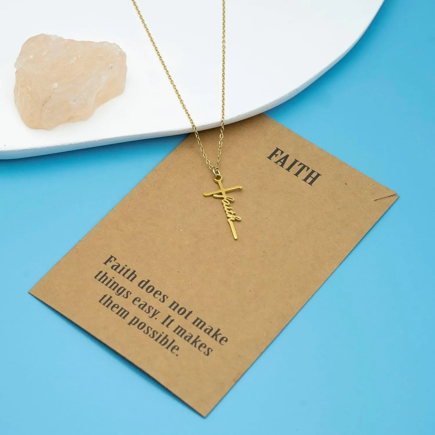 Cross Necklace Gift for Her, Religious Pendant for women, for birthday or Any Special Occasion from, Faith Necklace with Message Card