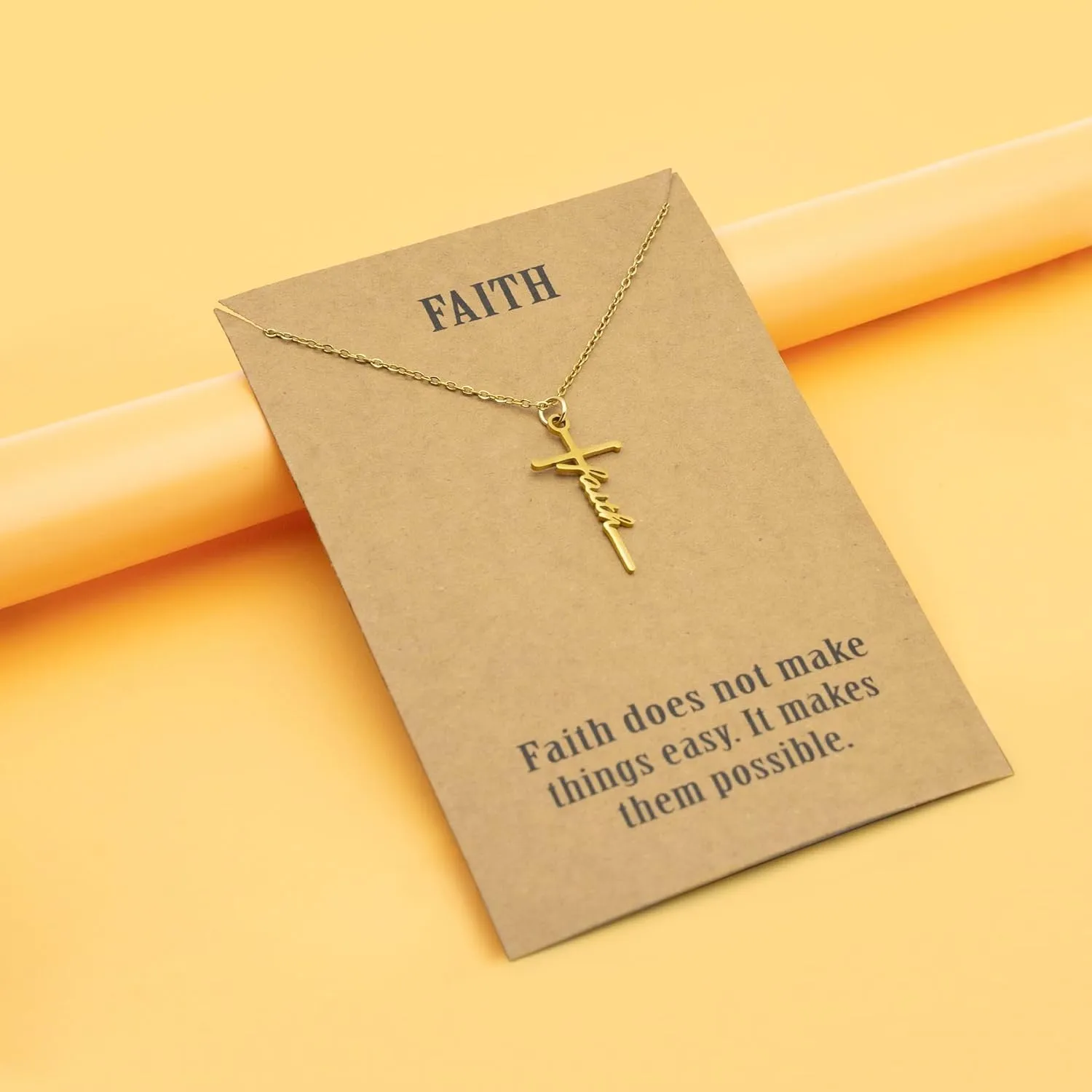 Cross Necklace Gift for Her, Religious Pendant for women, for birthday or Any Special Occasion from, Faith Necklace with Message Card