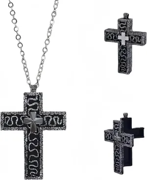 Cross Necklace with Secret Compartment, Inspired Pendant, Vintage 3D Printed Charm Necklace for Men Women, Handmade Fashion Jewelry Gift