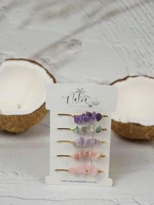 Crystal Beaded Hair Pins - Sorbet