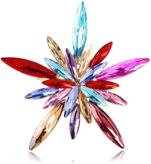 Crystal Geometry Flower Brooch Pins with Colorful Rhinestone flowers Bouquet Brooch Jewelry Accessories for Women