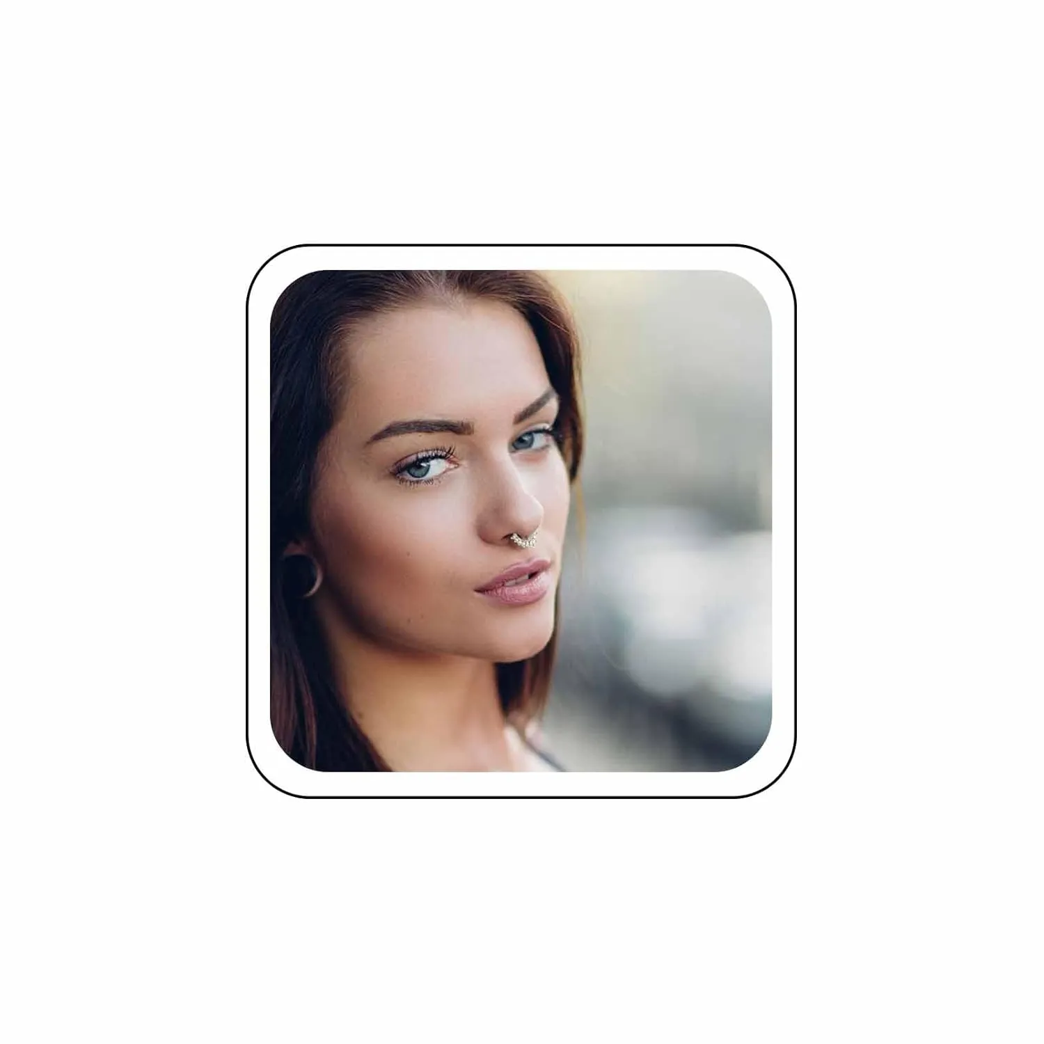 Crystal Nose Rings Hoops Fake Septum Clicker Nose Ring Clear CZ Faux Nose Rings Earrings Rose Silver Non Pierced Nose Hoops Body Jewelry for Women