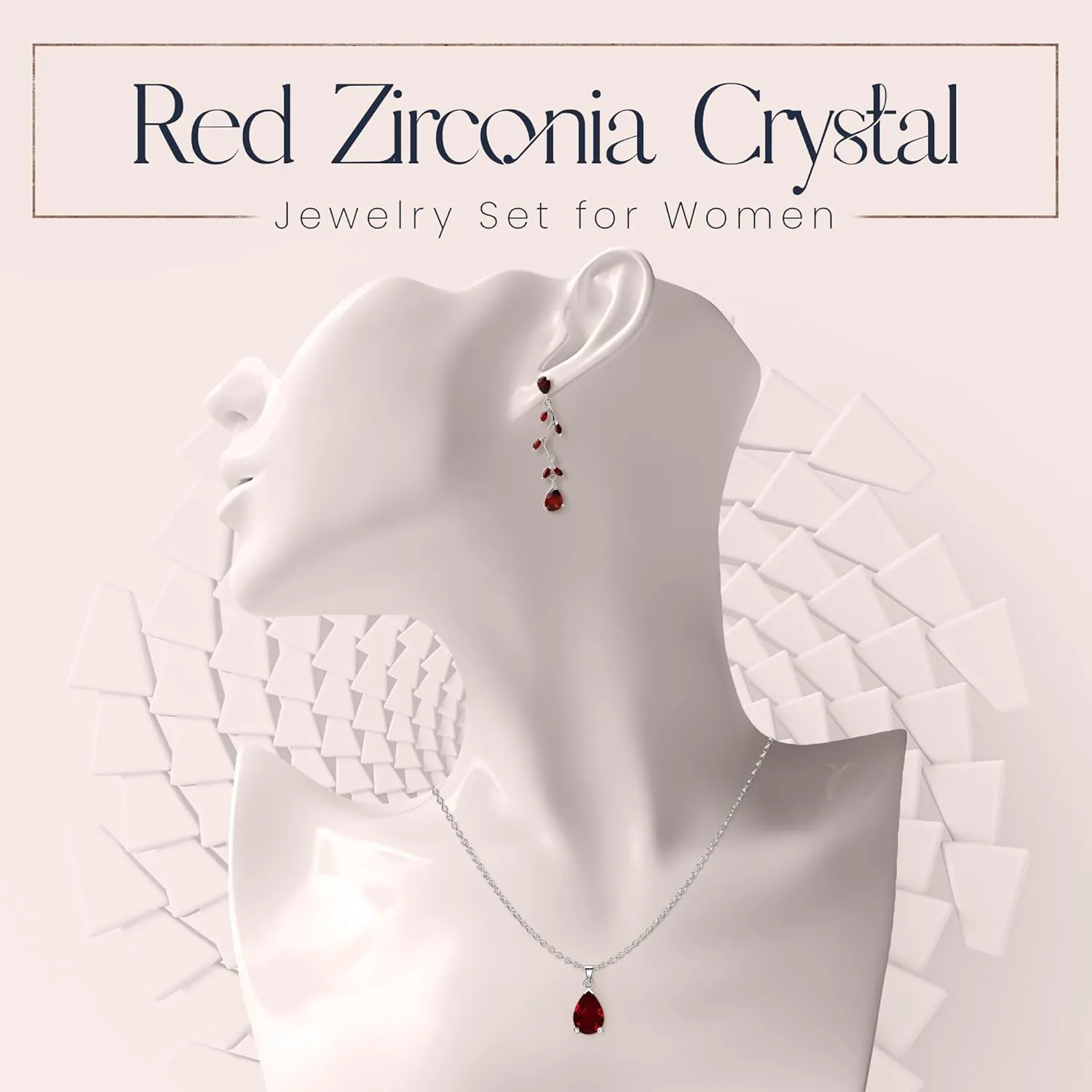 Crystalline Azuria Jewelry Sets Zirconia Crystals Teardrop Necklace and Earrings Set Costume Jewelry for Women Wedding Party White Gold Plated