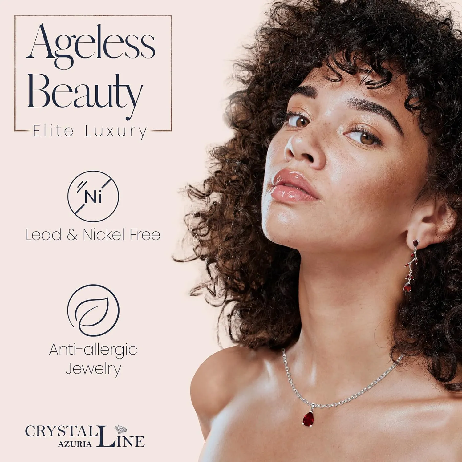 Crystalline Azuria Jewelry Sets Zirconia Crystals Teardrop Necklace and Earrings Set Costume Jewelry for Women Wedding Party White Gold Plated