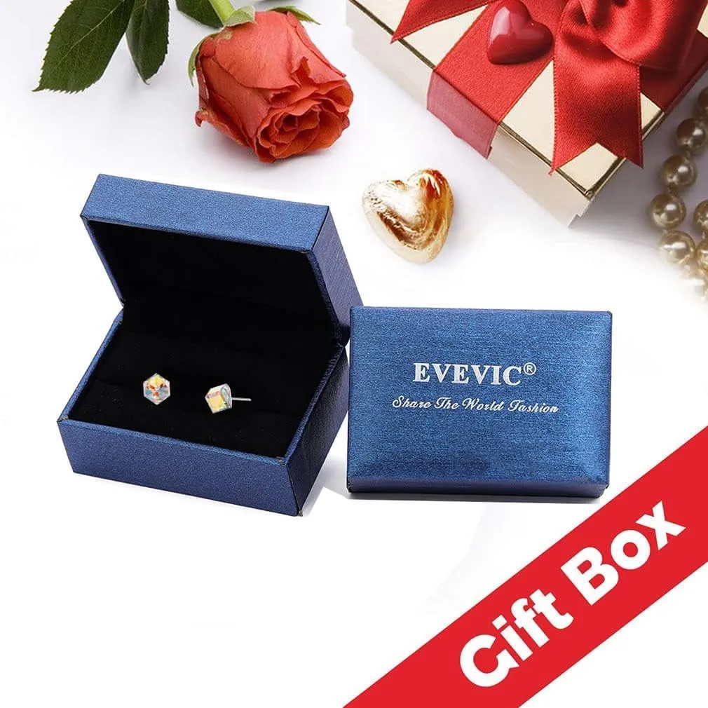 Cube Austrian Crystal Drop Stud Earrings for Women Fashion S925 Sterling Silver Hypoallergenic Jewelry