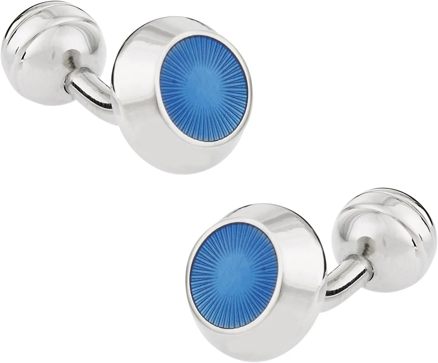 Cuff-Daddy Round Blue Starburst Cuff Links with Presentation Box