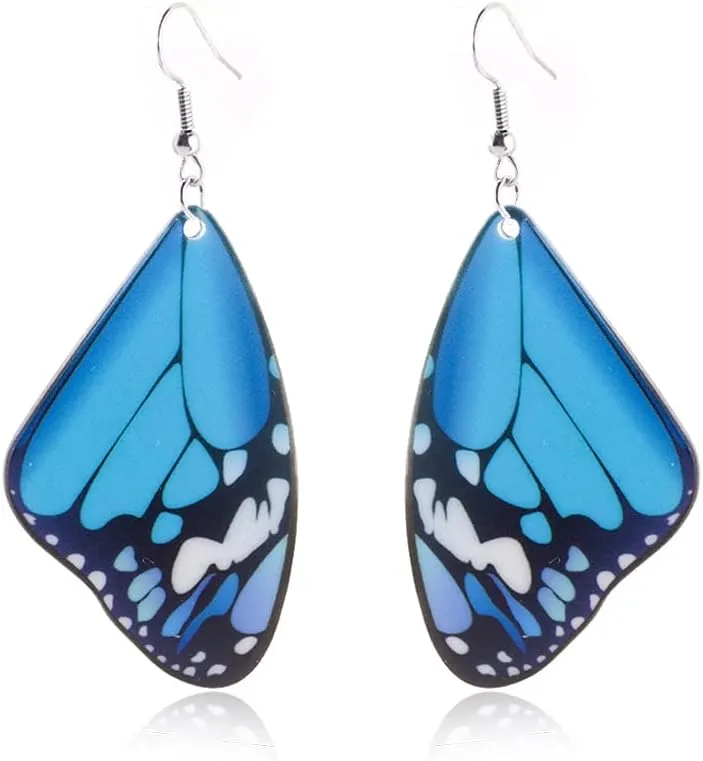 Cute Colorful Butterfly Wing Dangle Earring Boho Arylic Animals Shape Teal Purple Monarch for Women