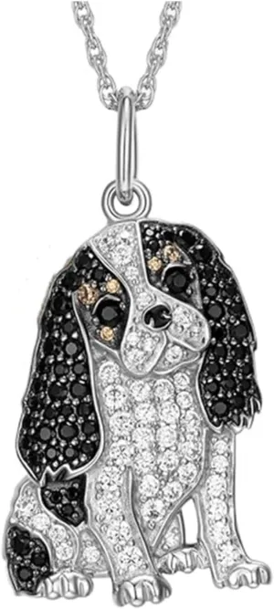 Cute Crystal Cavalier King Charles Dog Pendant Necklace for Women Animal Lover Cartoon Dog Necklace Jewelry