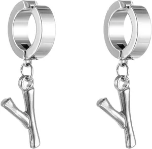 Cute Earrings, Silver Earring Ear Cuff Stainless Steel Letter Y for Women Jewelry Gifts Wedding