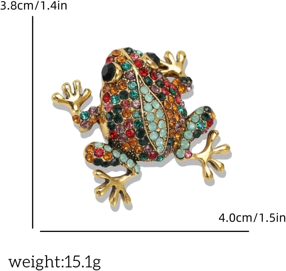 Cute Little Frog Diamond Brooch Women Toad brooch Lucky Humor Pins Gift