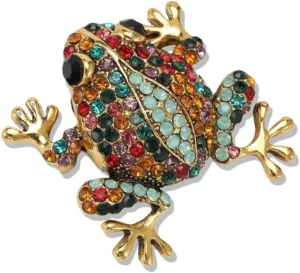 Cute Little Frog Diamond Brooch Women Toad brooch Lucky Humor Pins Gift