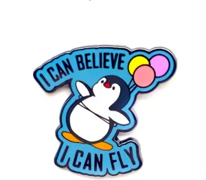 Cute Penguin Soaring with Balloons Pin - Animal World Series - Enamel Lapel Pin - Plated Badge for Clothing, Bags, and Lanyards