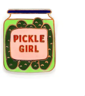 Cute Pickle Jar Girl Badge Pin - Cooperation Series - Enamel Lapel Pin - Plated Badge for Clothing, Bags, and Lanyards