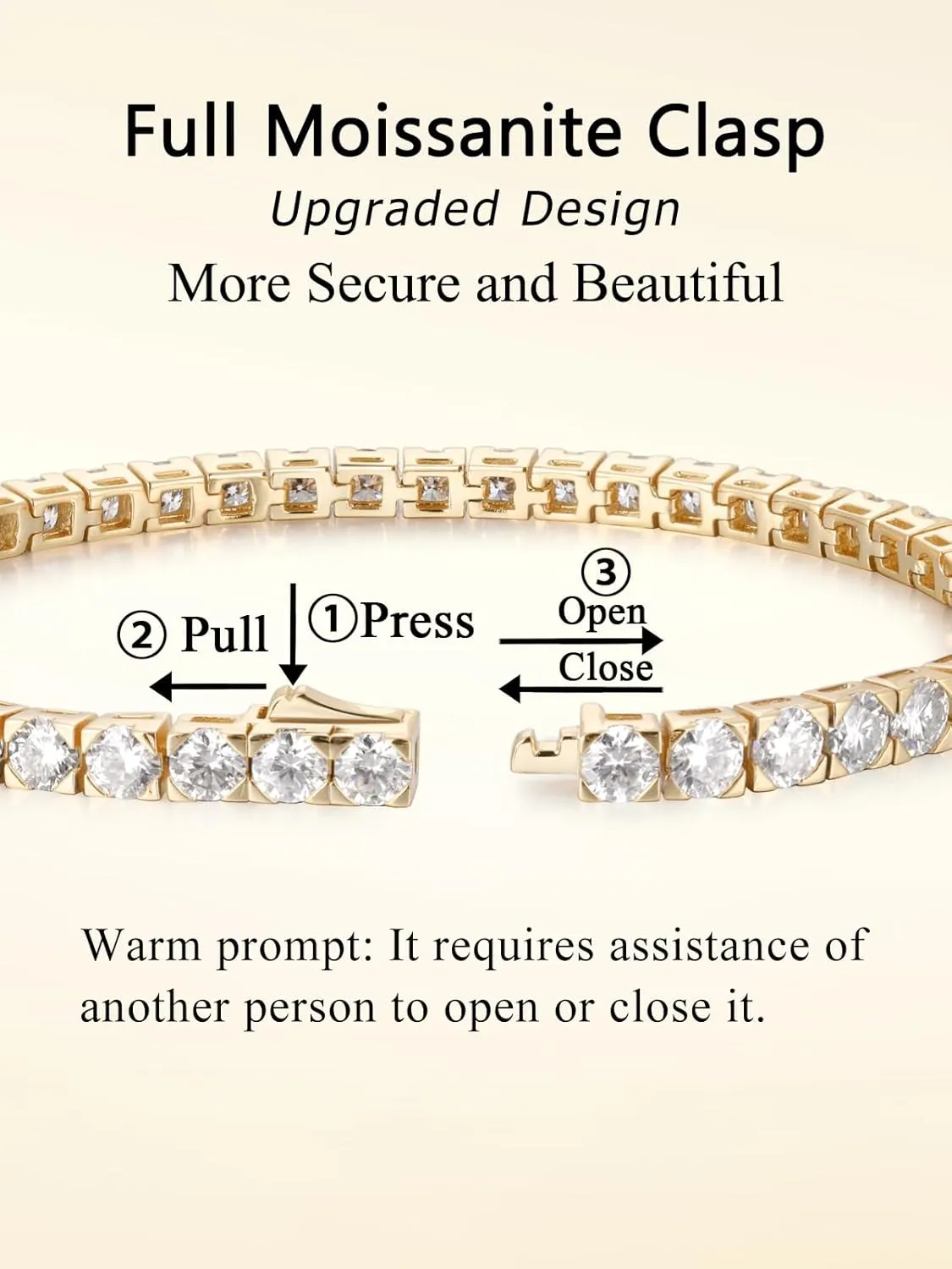 D Color VVS1 Clarity Moissanite Tennis Bracelet for Women, Really Authentic Solid 925 Sterling Silver, 5.5-7.5inch (14-19cm), Birthday Anniversary Valentines Mothers Day Ideal Gift for Her