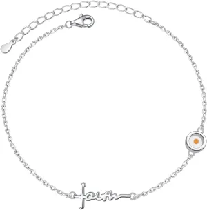 DAOCHONG Mustard Seed Faith Cross Bracelet S925 Sterling Silver Faith Matthew 17:20 Bracelet Christian Jewelry Religious Gifts for Women Inspirational, 7"   2"