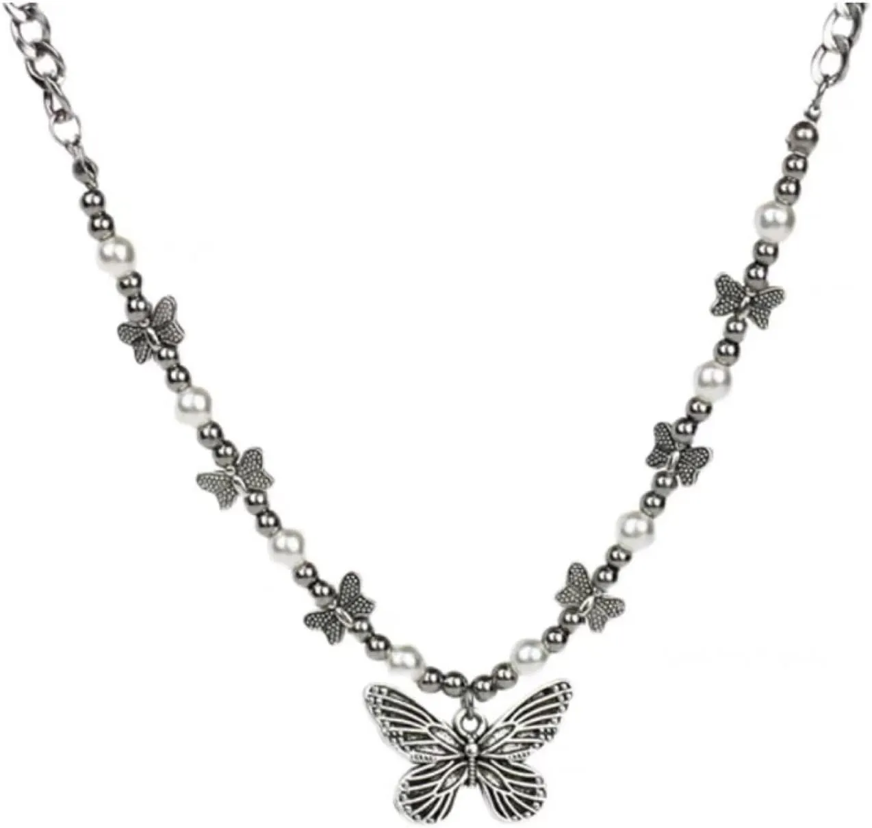 DATOA Vintage Butterfly Choker Necklace for Women Fairy Grunge Necklace Y2k Indie Chain Necklace Simple Clavicle Chain Jewelry