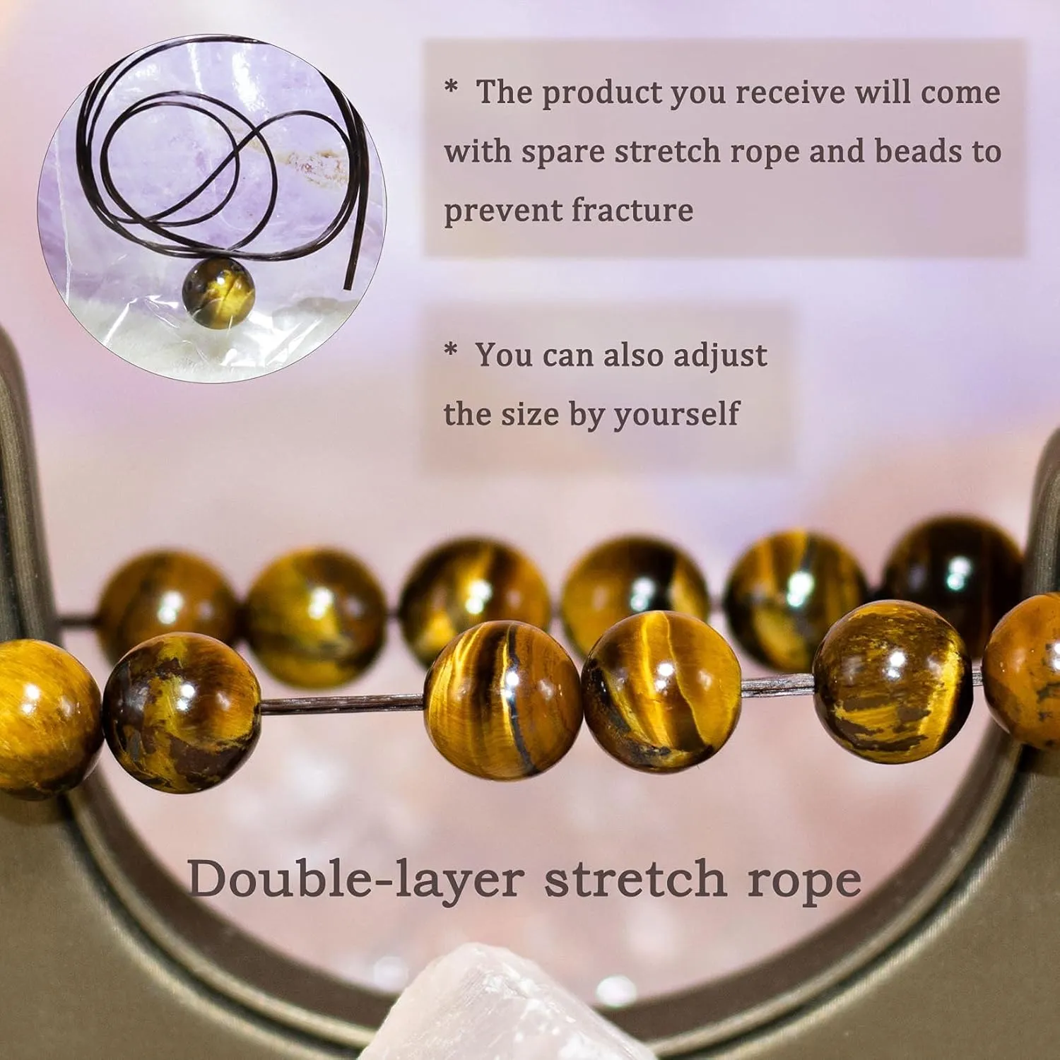 DAZCOLO 8mm Natural Gemstone Stretch Bracelet, Handmade Unisex Crystal Bracelets for Meditation, Yoga, Spiritual Healing & Positive Energy