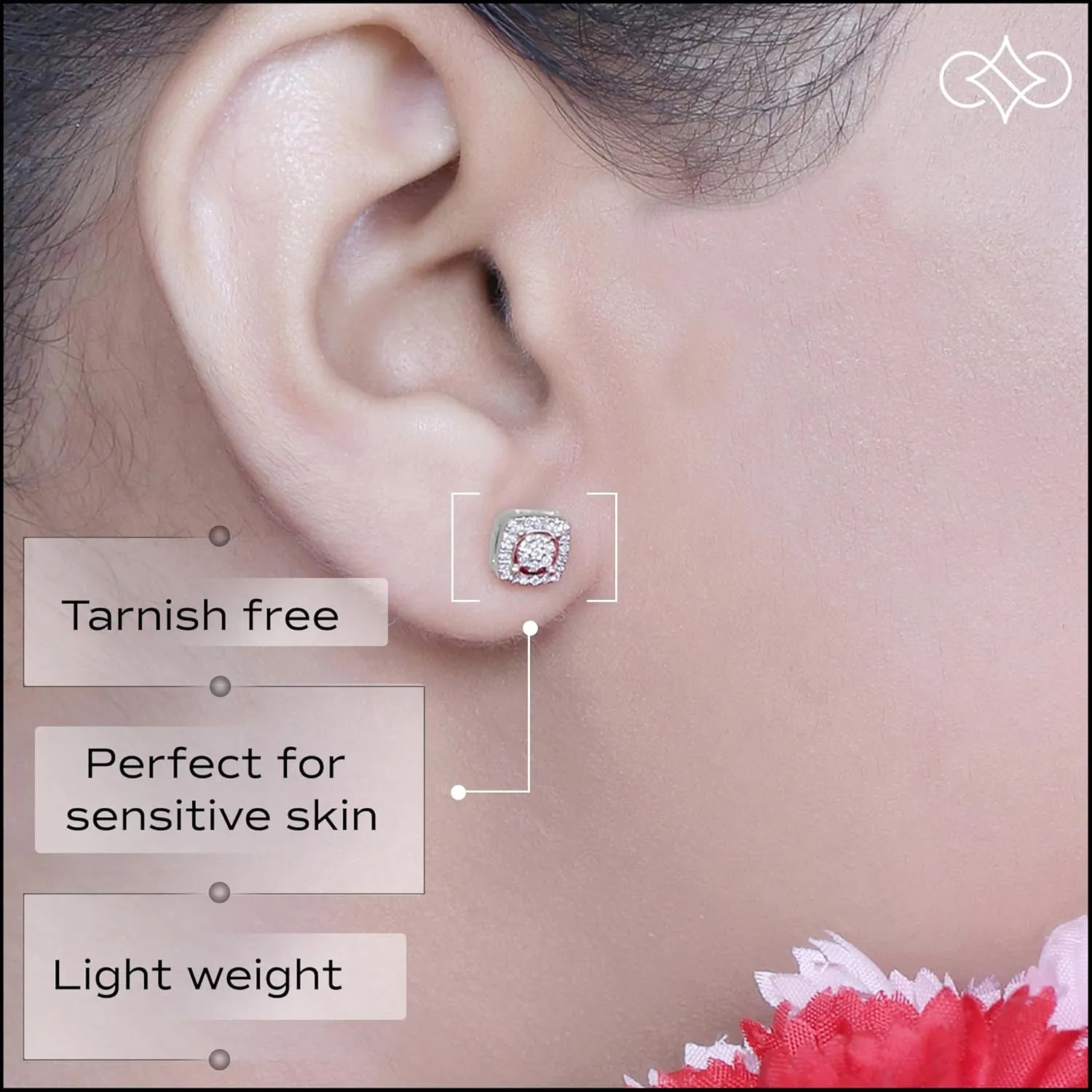 Dazzlingrock Collection 0.20 Carat Round White Diamond Cushion Cluster Stud Earrings in 925 Sterling Silver