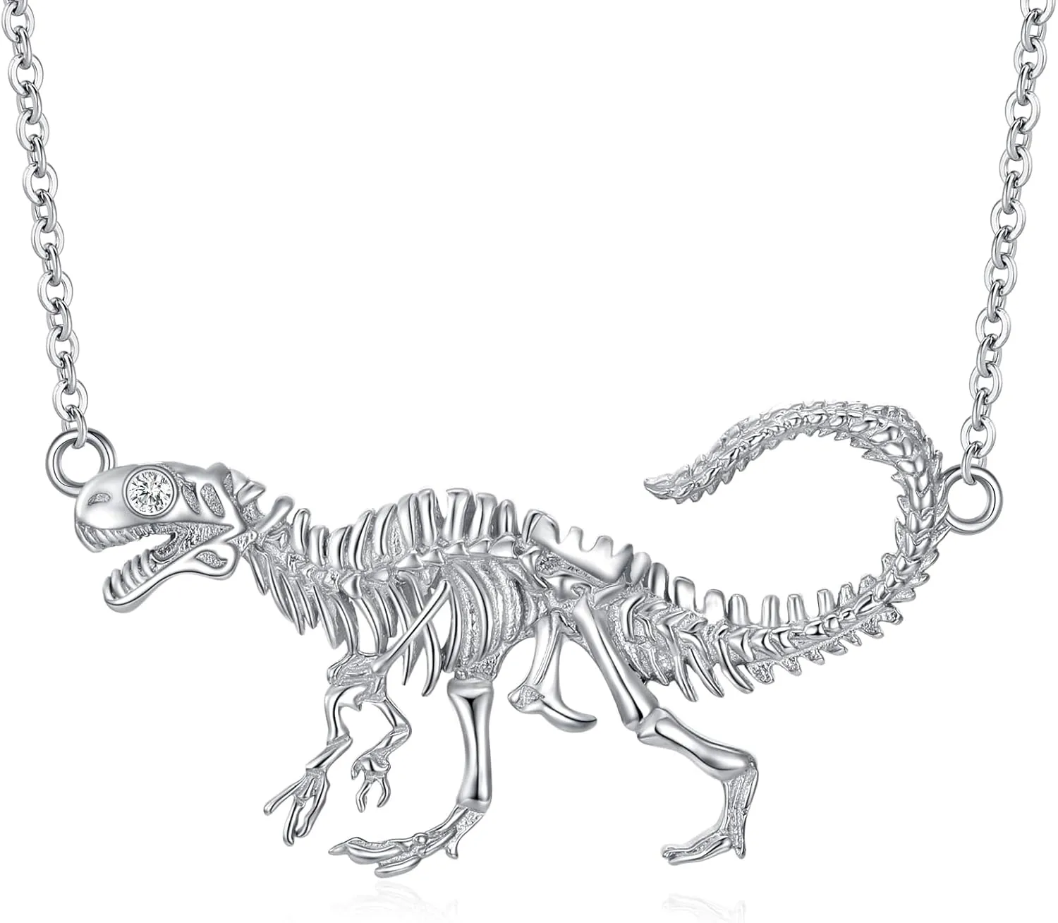 Diamond Dinosaur Necklace S925 Sterling Silver Dinosaur Pendant Jewelry Gift for Women