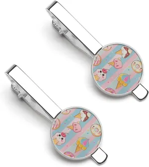 Donuts Ice-Cream Tie Clip Tack Pins Cufflinks Necktie Bar Pinch Business Wedding Clothing Accessories for Men Women