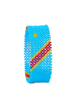 DRC Flag Bracelet, Colorful DRC Flag Bracelet, Durable Glass Beaded bangle, For all genders and ages