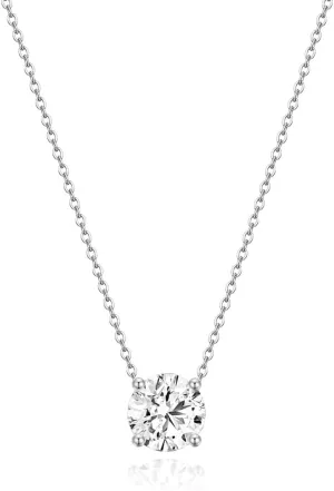 EAMTI 925 Sterling Silver Necklace for Women 0.5/0.8/1CT Round Cut Cubic Zirconia CZ Solitaire Necklace Dainty Jewelry Gifts for Women Extenders with Lobster Clasp Gifts Anniversary Day 16 Inch